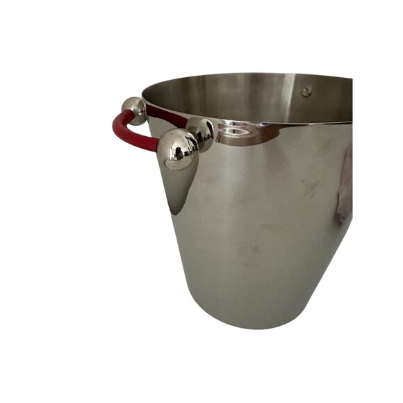 Waterford Marquis Polished Stainless Champagne Ice Bucket 8" Red Leather Handles - Picture 10 of 14
